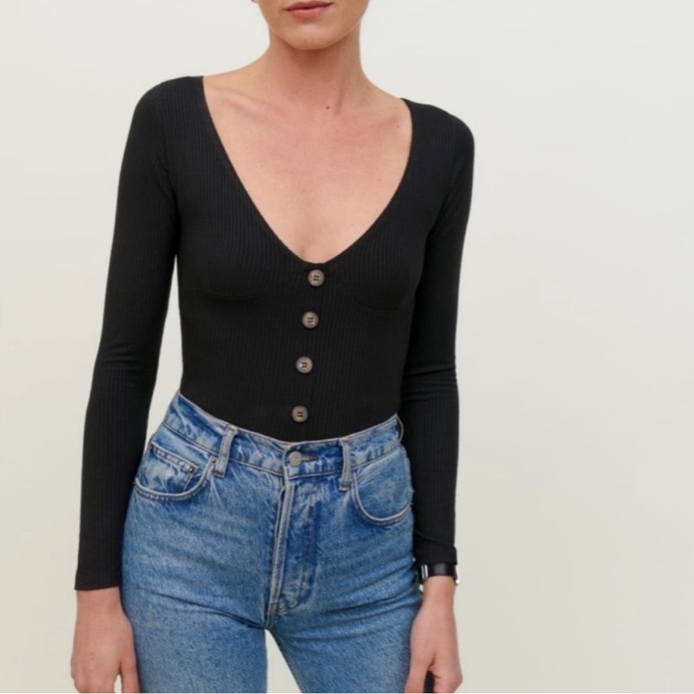 Reformation Virgil Top Knitted Black Small